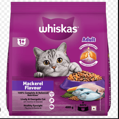 Whiskas Dry Cat Food Adult 1+ Mackerel (480g)_img_0